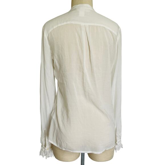 H&M White Edwardian Lace Front Button Down Blouse Lace Wrists - Picture 5 of 7